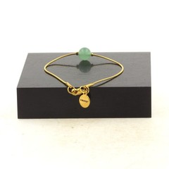 Stones And Minéraux. Bracelet Steel Golden Stainless 1 Bead Aventurine 0 5/16in