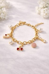 Kate Spade New York Pastry Shop Charm Bracelet Gold Tone NWT 7-9” Adjustable