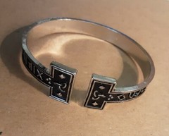 Bracelet Silver/Black Unisex Viking Runes Bangle Pagan Celtic Norse