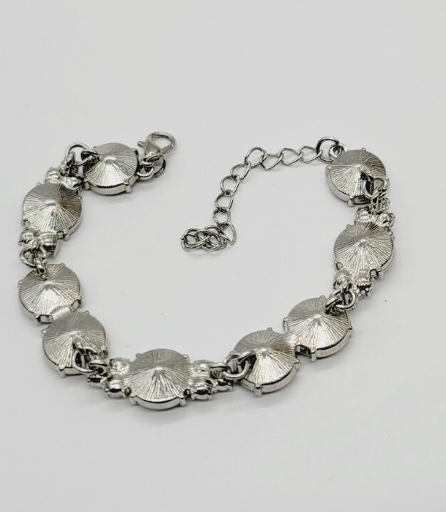 Crystal Bracelet rhinestone Silver Tone 9 in Statement Bridal Prom Wedding #B11 gallery
