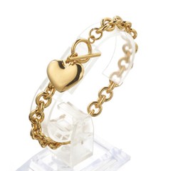 Female Women Silver Gold Stainless Steel Heart Pendant Bracelet Bangle Jewelry