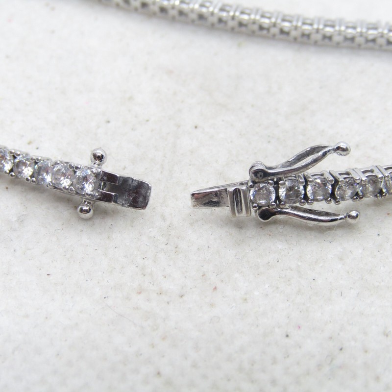 SW China Sterling Silver 925 Cubic Zirconia Linked Bracelet 7.5" K5425 gallery
