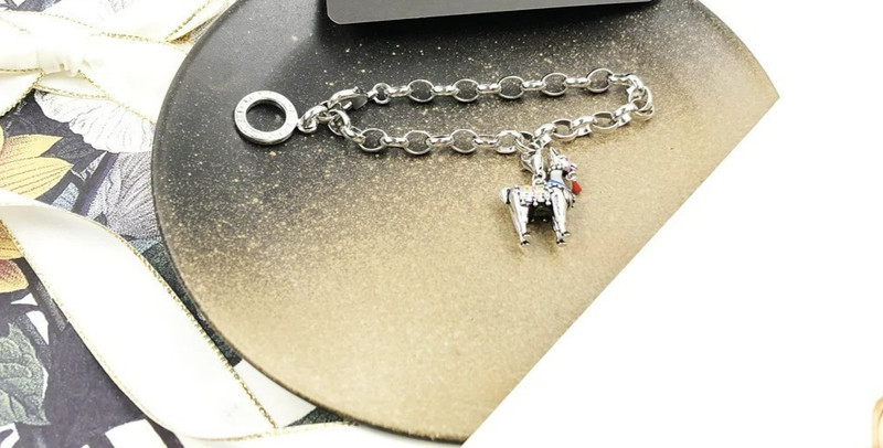 Alpaca Llama Charm Link Bracelet 925 Sterling Silver 7 or 7.5 Inches gallery