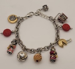 Brighton Retired China Tales Lucky Fortune Cookie China Dolls Tea Charm Bracelet
