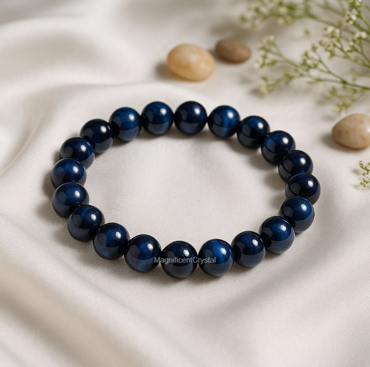 BESTSELLER 8MM Blue Tiger Eye Bracelet Energy Crystal Stone Healing Reiki Gifts gallery