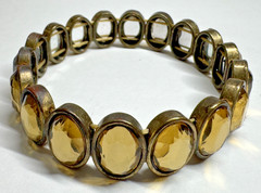 Women’s Champagne Yellow Faceted Oval Rhinestone Stretch Statement Bracelet