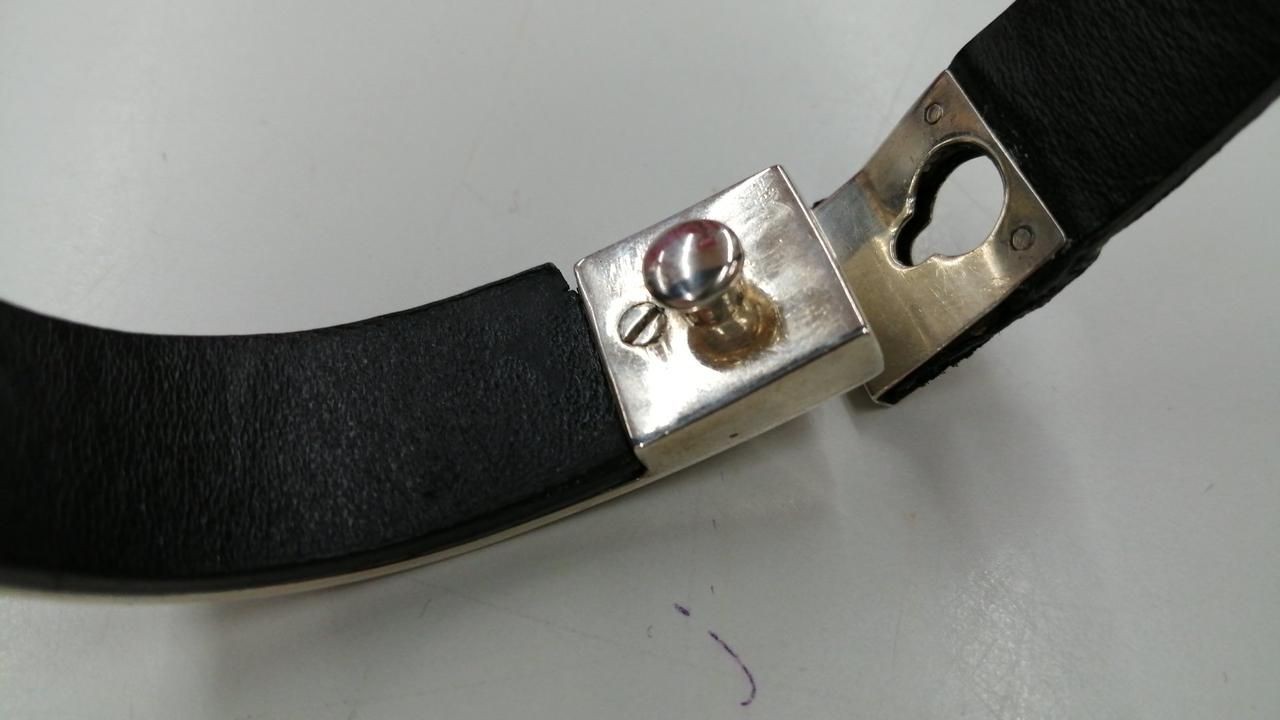 Gucci Leather Bangle Black × Silver Used gallery