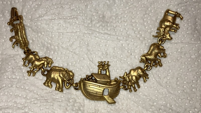 Vintage Gold Tone Bracelet Noahs Ark Measures 7.5" Stamped AJC Beautiful! gallery