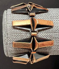 Renoir Matisse MCM Copper Bracelet 7″ Mid century modern black Geometric wide
