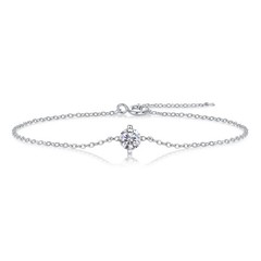 Round 1ct Moissanite Simple 925 Silver Bracelets for Women Birthday Jewelry Gift