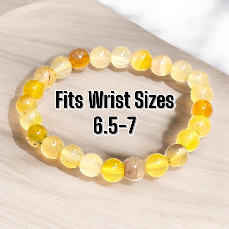 Yellow Striped Agate 8mm 6.5-7” Crystal Stretch Healing Bracelet gallery
