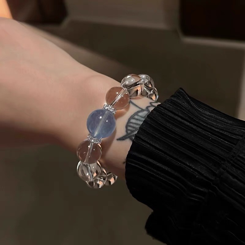 10mm White Crystal Haibao Blue Transparent Bead Bracelet for Women Girl Gift