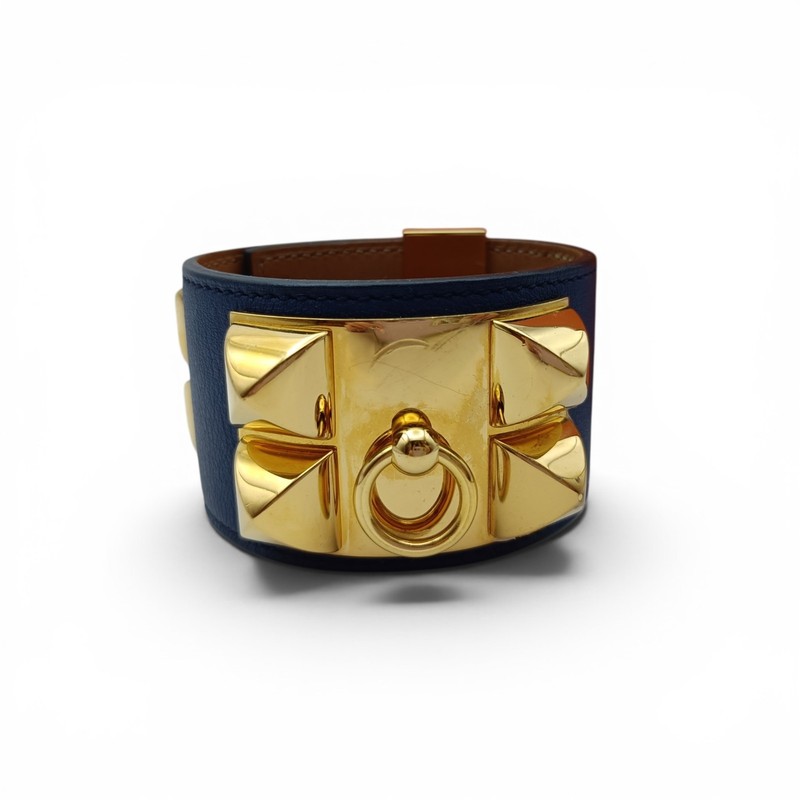 HERMES Collier de Chien Leather Bangle Bracelet S gallery