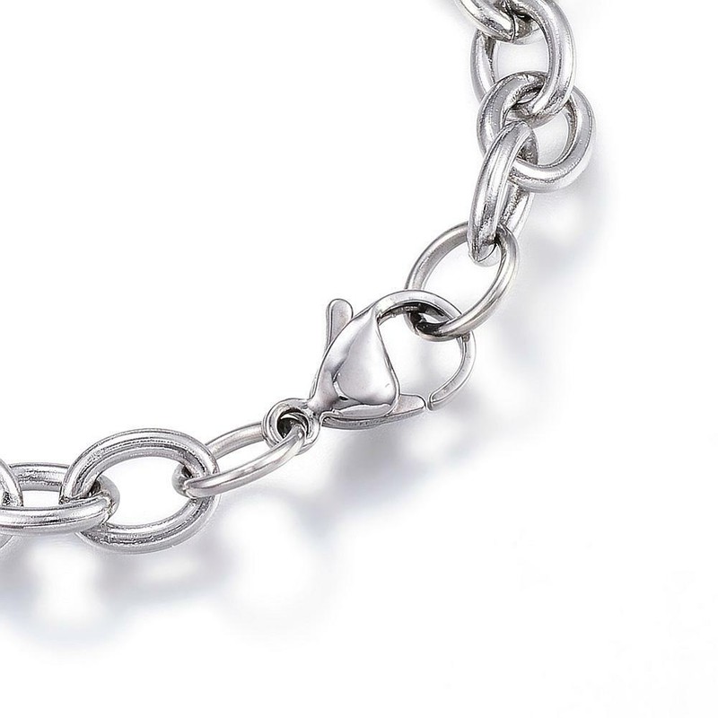 304 Stainless Steel Charm Bracelet Heart Silver 7.5" Inch x6mm Z74 gallery