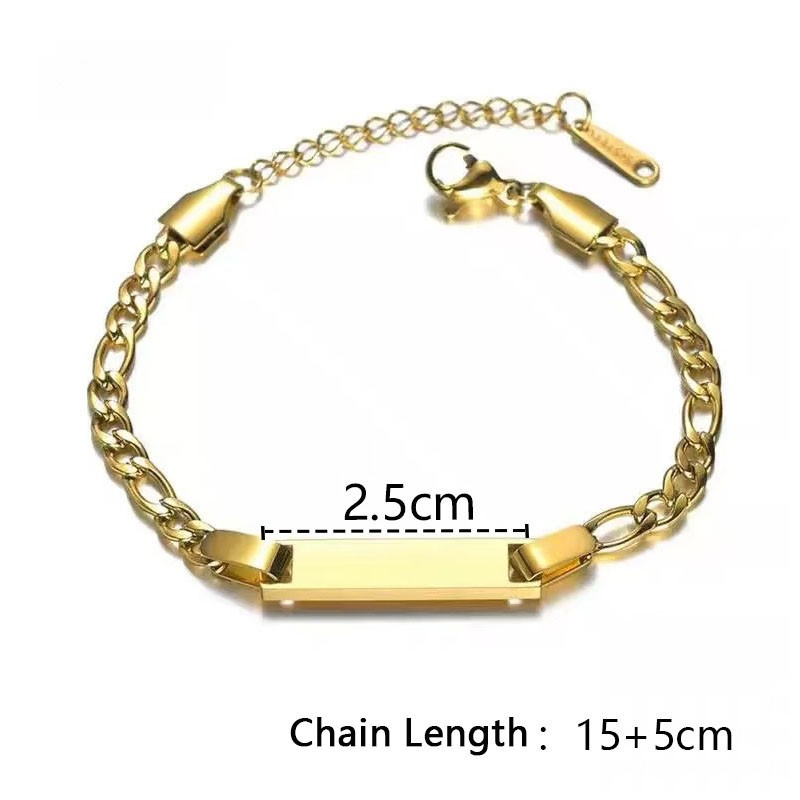 Custom Stainless Steel Name Bracelet Kids DIY Engravable Smooth Straight Bar gallery