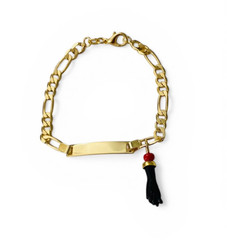 18K Yellow Gold Plated 5.75″ Azabache Baby ID Bracelet Evil Eye – B56