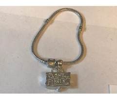 Gone Fishing TG27 on a silver Rhodium Plated Snake Bracelet