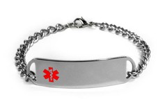 Medical Alert ID Bracelet with Red emblem D-Style. Free engraving, medical Card!