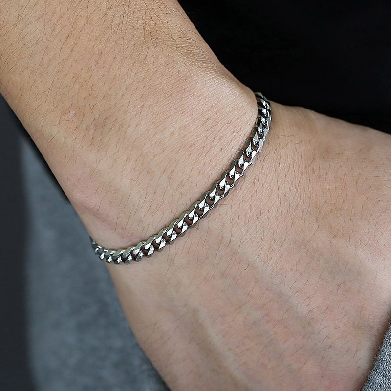 3/5/7/9/11mm Silver Curb Cuban Stainless Steel Bracelet Men Link Chain 7-11inch gallery
