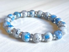 K2 Raindrop Azurite Bead Bracelet (On Stretch) 8mm AAA 6.5″ inch Genuine Stone