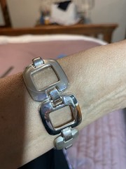 A Silver Tone Bracelet Multi Color Chunky Pre- Owned Good Condition