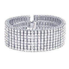 Men’s Hip Hop Fashion Silver Toned 8 Row 8″ Bracelet NB 08 S