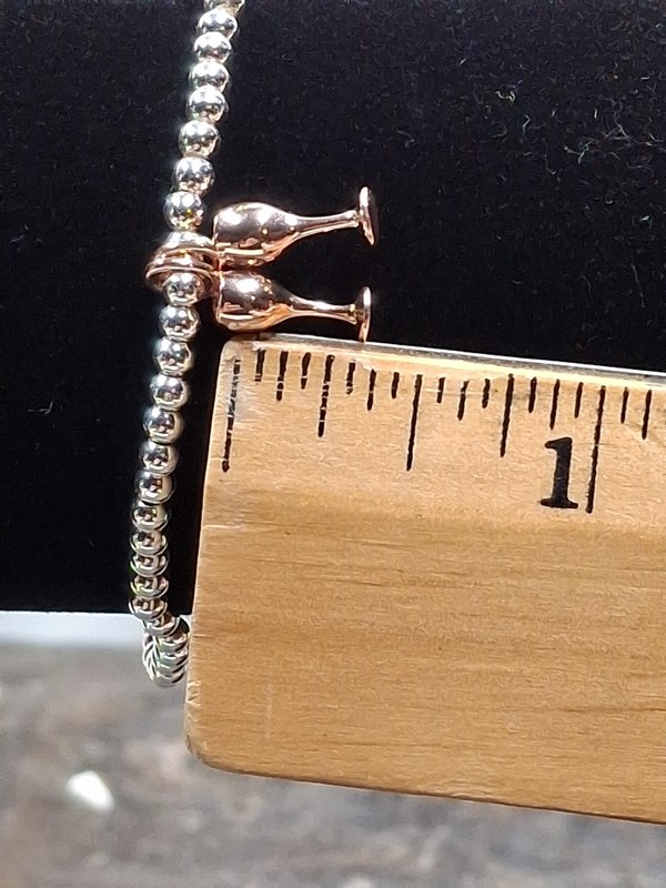 Yes Way Rose' Katie Loxton Silver Tone Beaded Stretch Bracelet Rose Gold Charms gallery