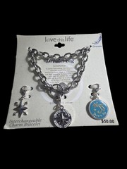 Fine Silverplated Stainless Steel Dream Big Charm Bracelet New $50