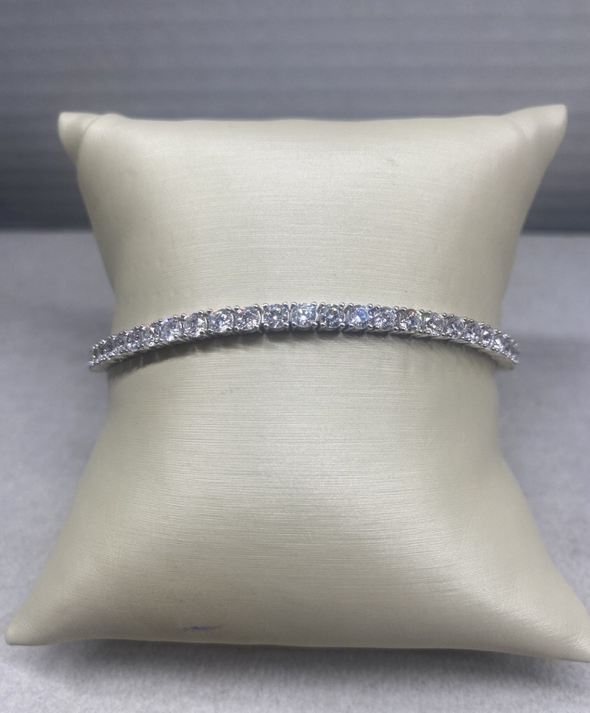 Sterling Silver 3.0 MM Cubic Zirconia Bracelet 7.5” Rhodium Anti tarnish Finish
