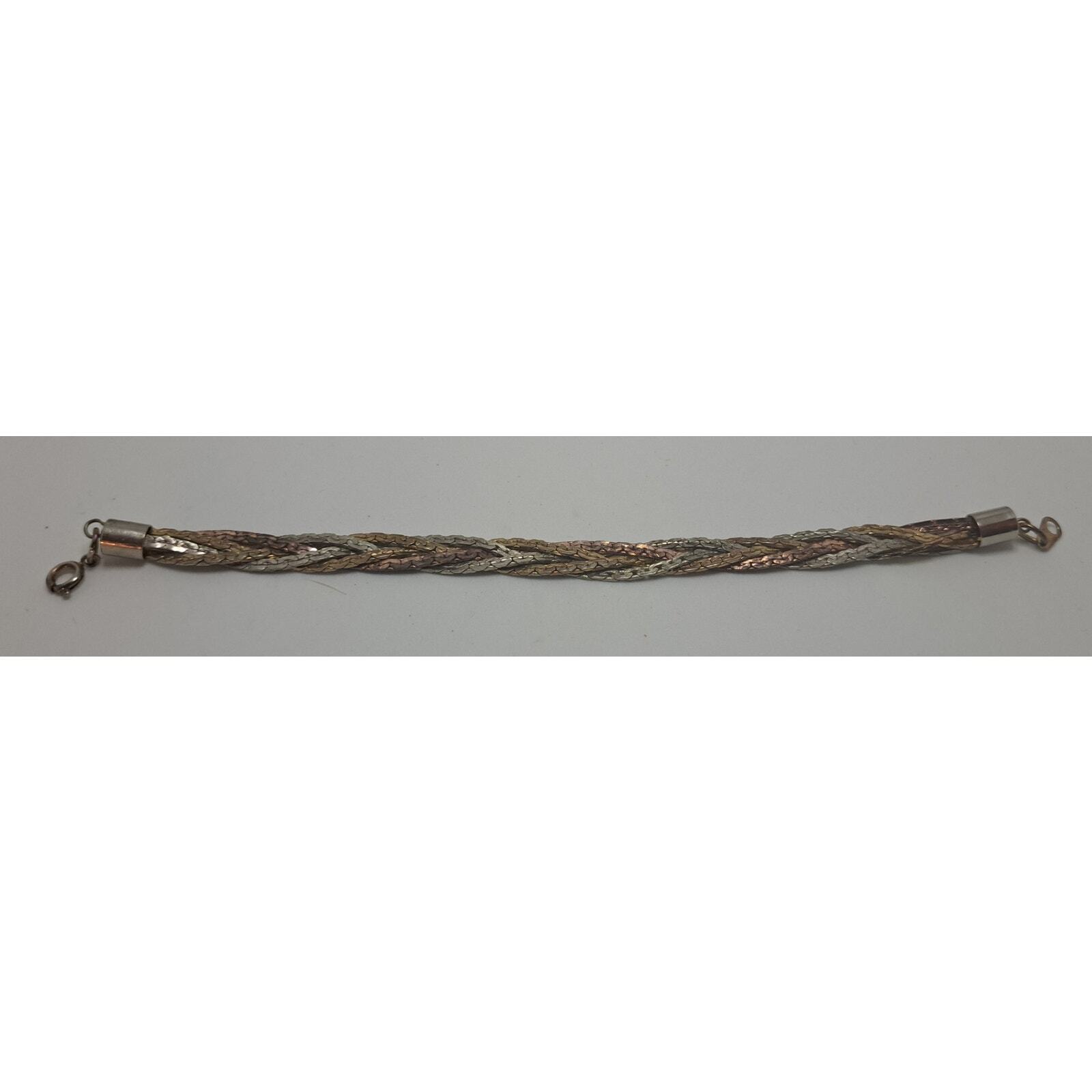 Tri-Color Mixed Metals Silver Gold Copper Tones Braided Bracelet Korea Fashion gallery