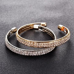 Womens Ladies Diamond Bracelet Bangle Silver Gold CZ Crystals Adjustable Gift
