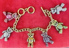 NEW OPC CN Multicolor Crystal Studded Gold Teddy Bear Charm Bracelet Gift