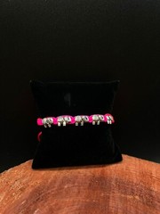 Pink Macrame Bracelet with 5 Elephant Charms for Protection and Good Luck