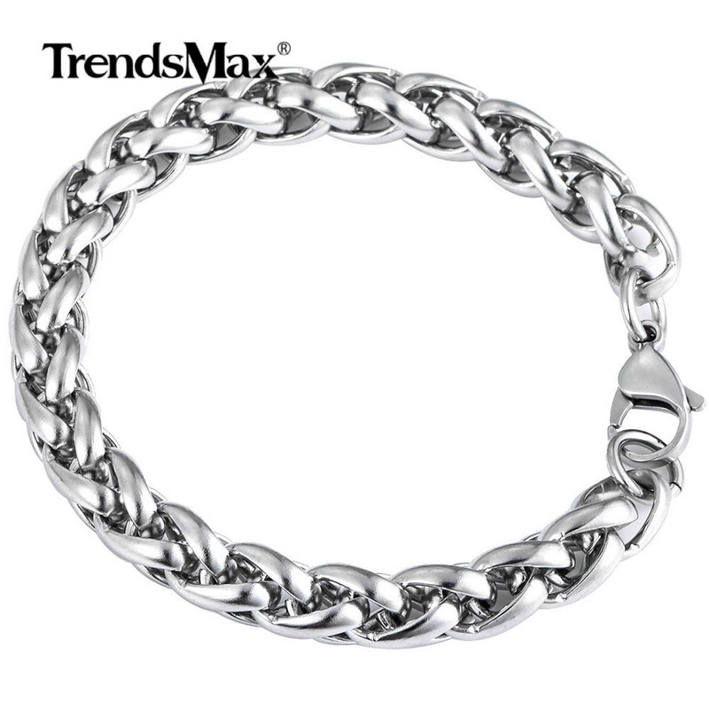 Sport 8.26inch Leather Bracelet For Men Stainless Steel Box Chain Toggle Buckle gallery