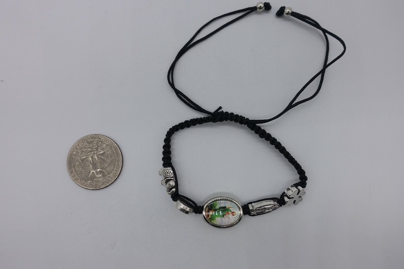 x12 St Jude black cord macrame medals bracelet adjustable gallery