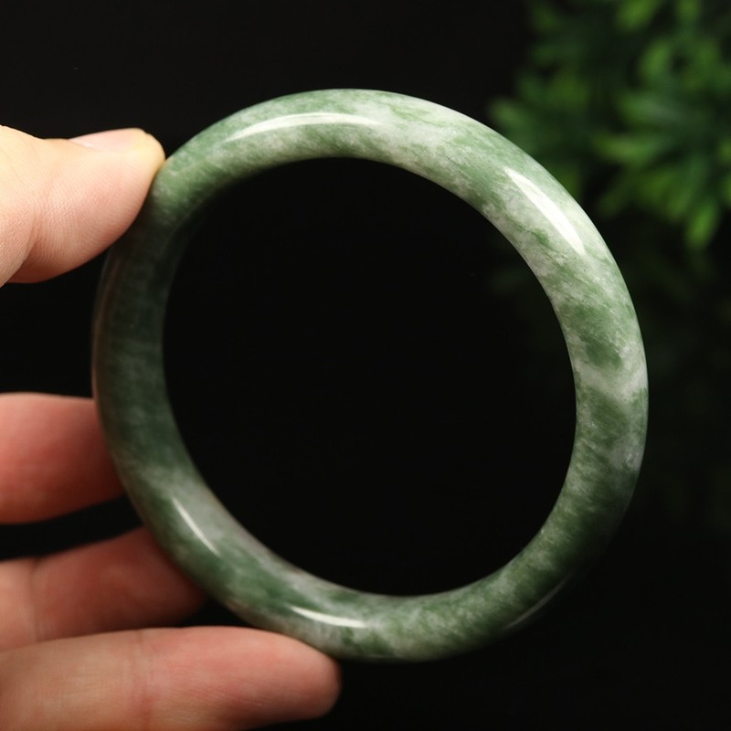 63mm Grade A 100% Natural Green Jade Bangle Bracelet Women's Bracelet 33888 gallery