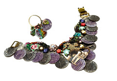 Michal Negrin Bracelet And Ring Set Colourful Crystals Unique.