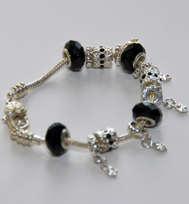 7.9 inches Fantasy Black Charm with Silver plated Bracelet fashion, bangle gallery