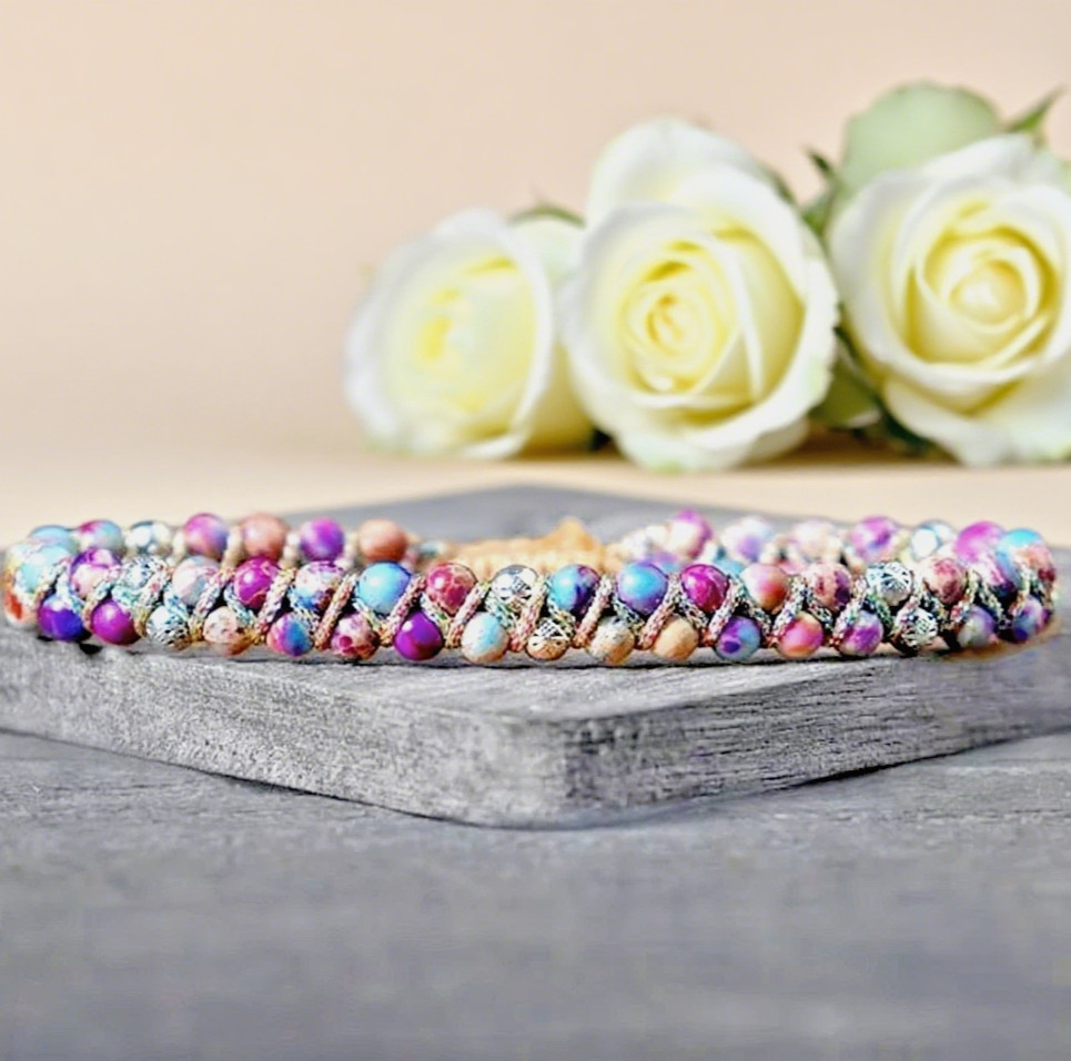 Handmade Sea Sediment Beads Braided Bracelet Healing Reiki Chakra Bracelet Women gallery