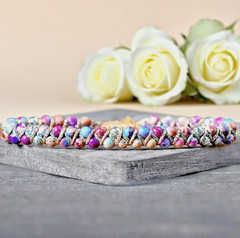 Handmade Sea Sediment Beads Braided Bracelet Healing Reiki Chakra Bracelet Women