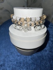 Bomb Party Spring Stack ST25806 Lab Created Stones Silver Plating