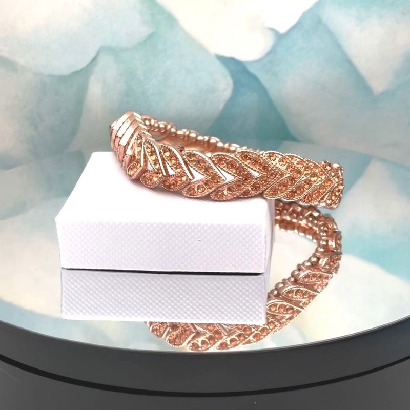 Gemmed Arrow Bead Stretch Bracelet Rose Gold Caroline C Estate Collection Piece gallery