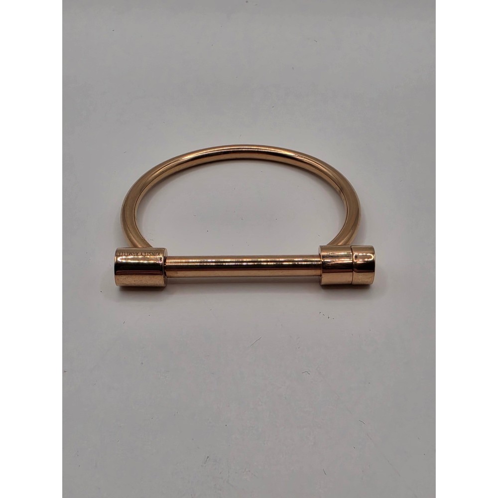 Kinsley Armelle Rose Gold Screw Bar Cuff Bracelet Minimalist Shackle Bangle