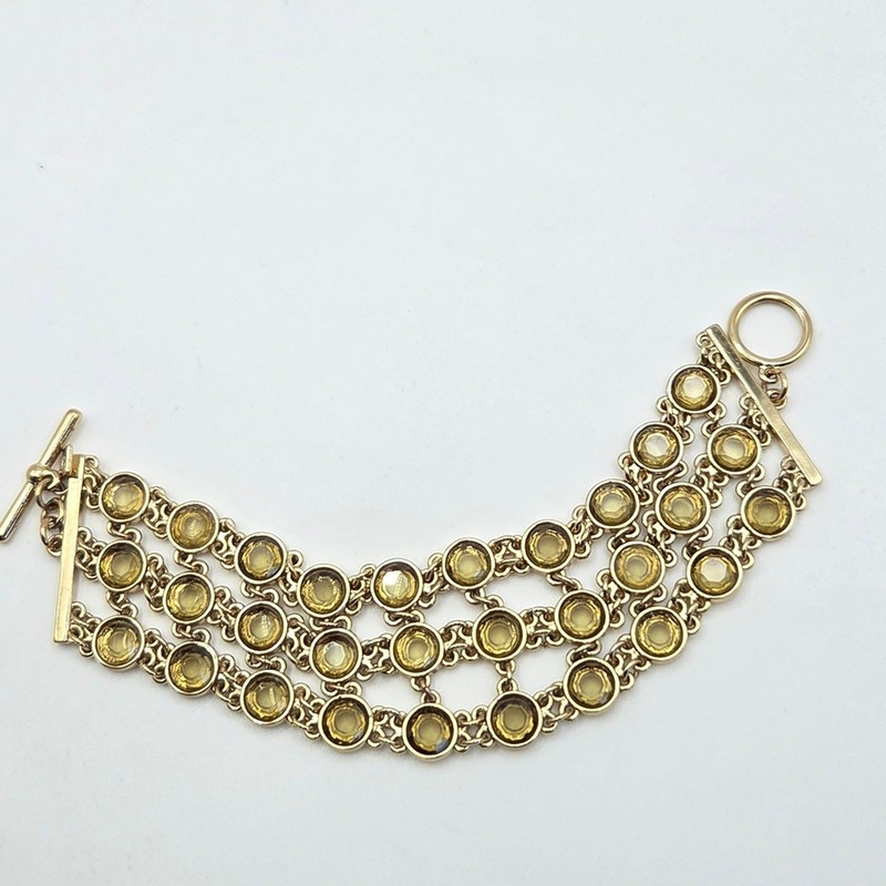 Banana Republic Three Strand Goldtone Bracelet With Faux Citrine gallery