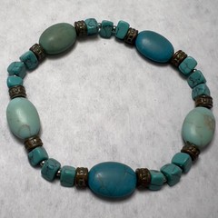 Faux Turquoise Beaded Stretchy Bracelet Bohemian Southwestern Western Nature