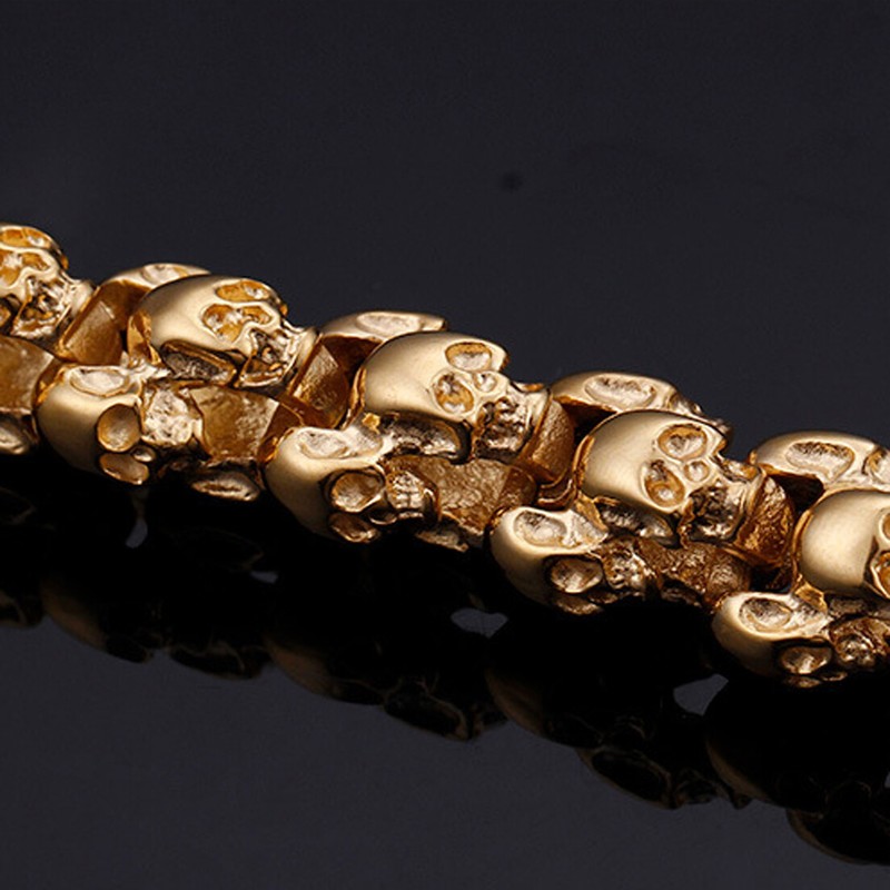 NEW HEAVY Mens 316L Stainless Steel Bracelet Gothic Skull Link Wristband Jewelry gallery