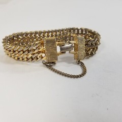Double Curb Chain Spring Ring Clasp Bracelet 7″