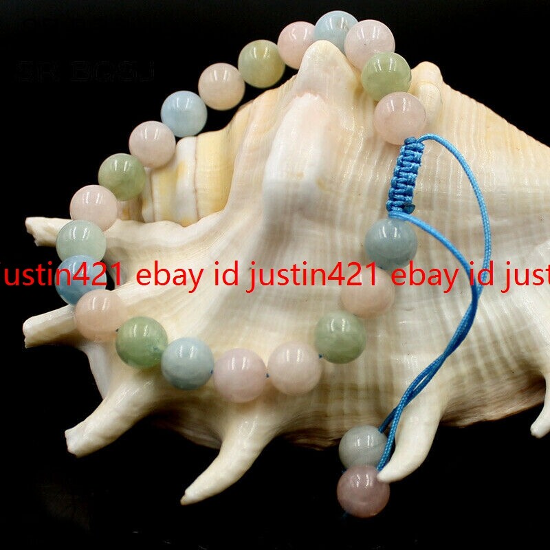 Handmade 8/10mm Round Braided Macrame Gems Adjustable Tie Jewelry Bracelet 7.5" gallery