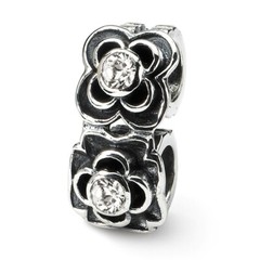 CZ Connector Bead .925 Sterling Silver Antique Finish Reflection Beads