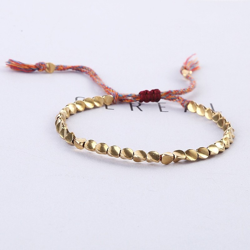 Handmade Tibetan Buddhist Braided Cotton Copper Beads Lucky Rope Bracelet Unisex gallery
